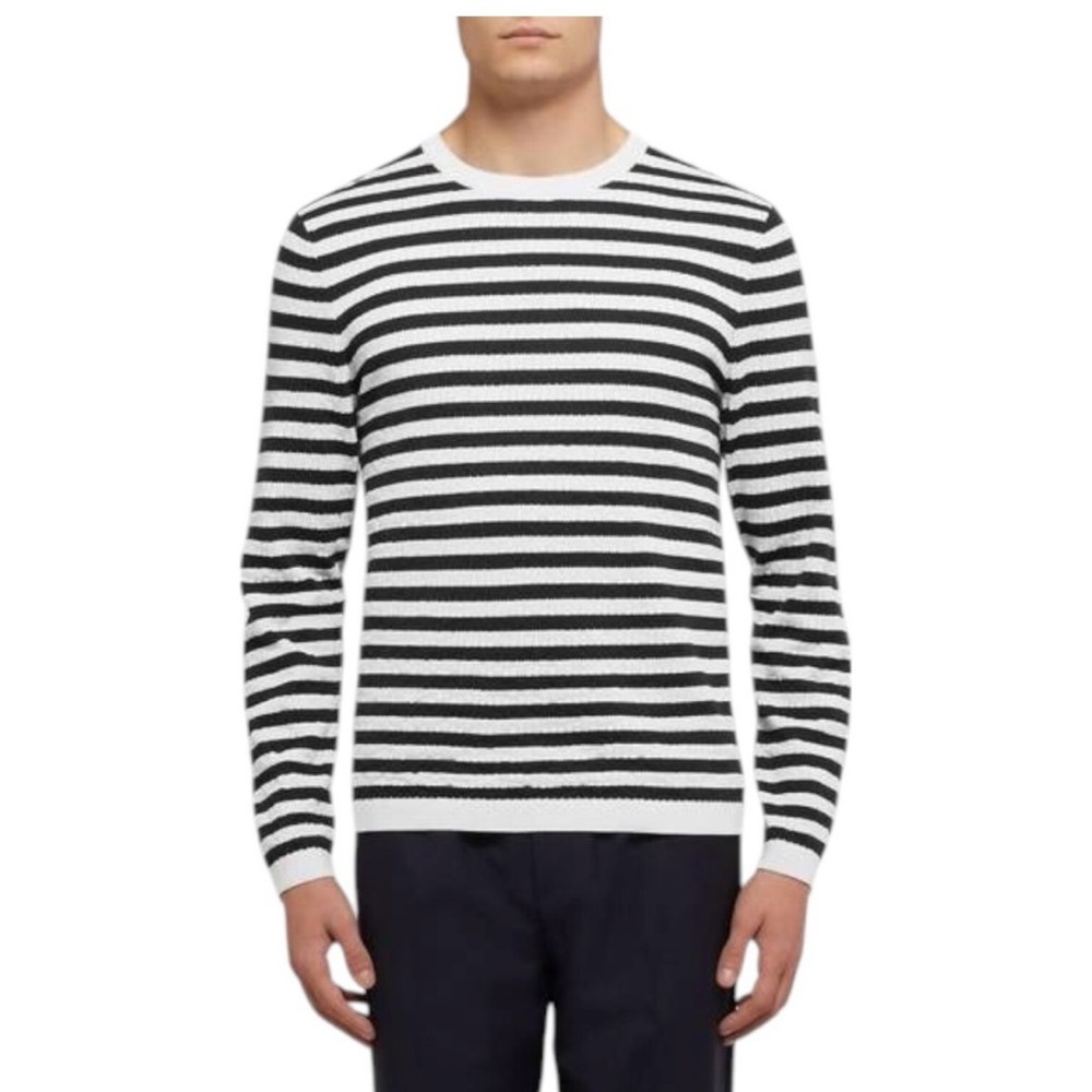 Theory Rildan Breach Sweater Navy Cream Stripe Size Medium